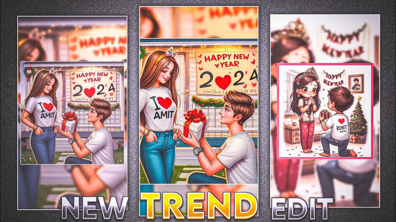 Happy New Year 2024 T-Shirt Name Video Editing