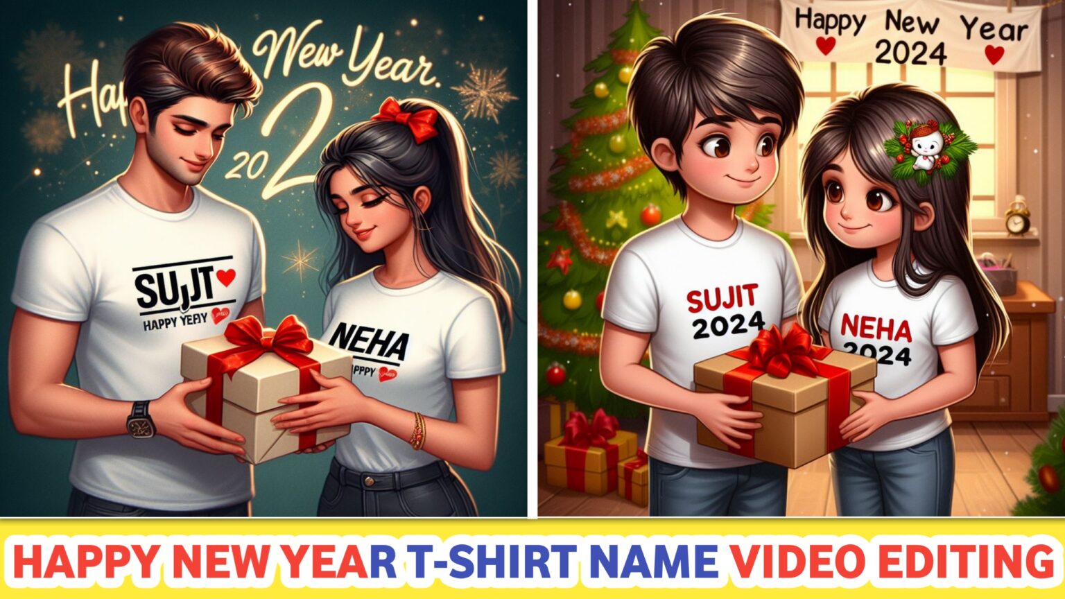 happy new year t shirt name video editing