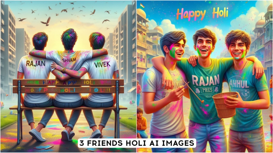 3 Friend Holi Ai Photo Editing Link 2024 | Bing Image Creator Prompts